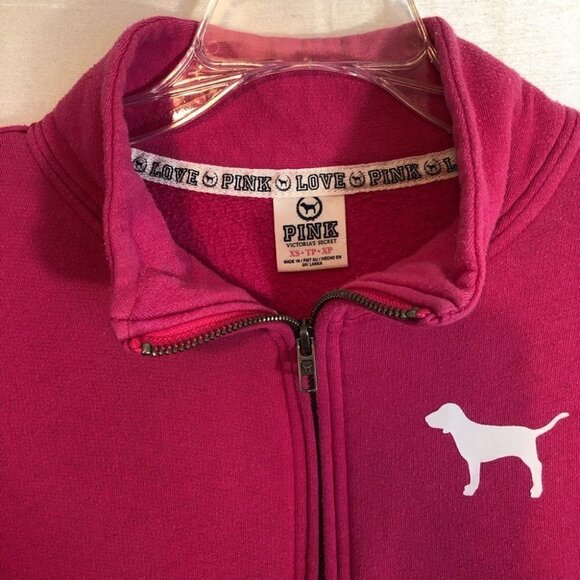 Pink Victoria Secret 1/4 Zip Sweatshirt in Fushia Ladies XSm - Picture 5 of 7